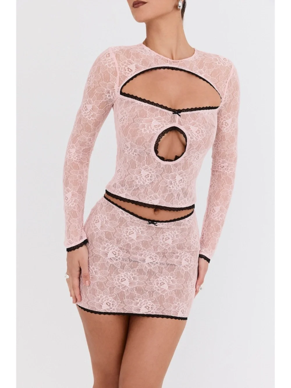 NEW Mistress Rocks Peony Lace Cutout Top and Skirt Set XS